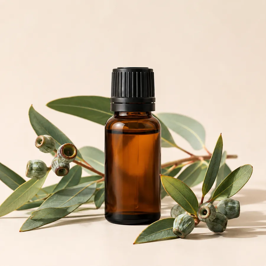 Amber bottle of Eucalyptus Oil from BEMIHUB Naturals