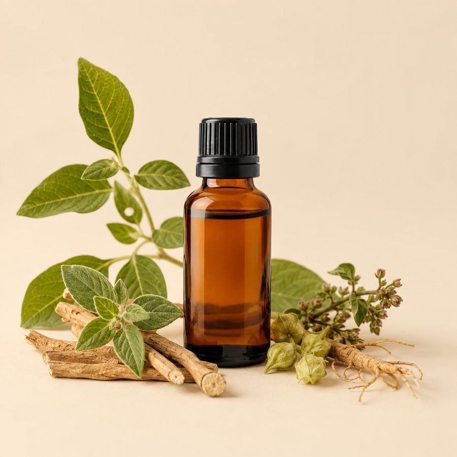 herbs essential oil bottle