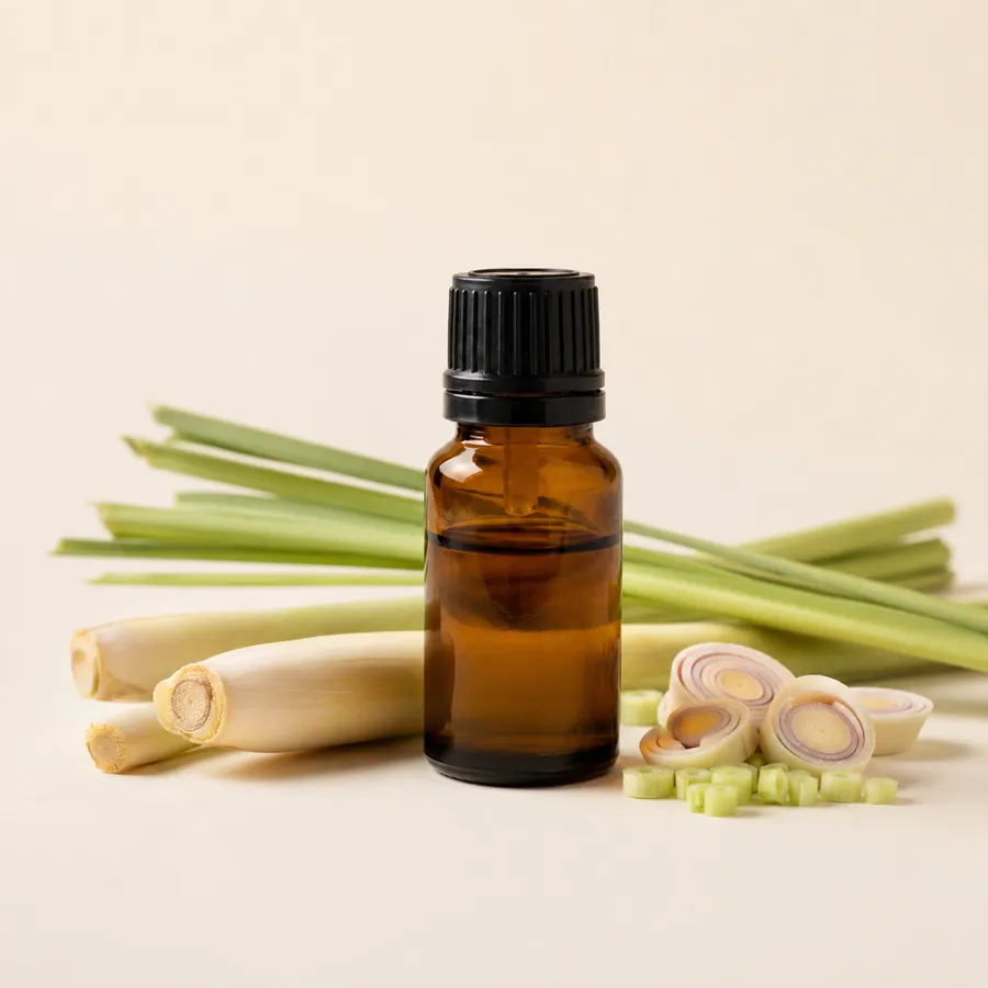 Amber bottle of Lemongrass Oil from BEMIHUB Naturals