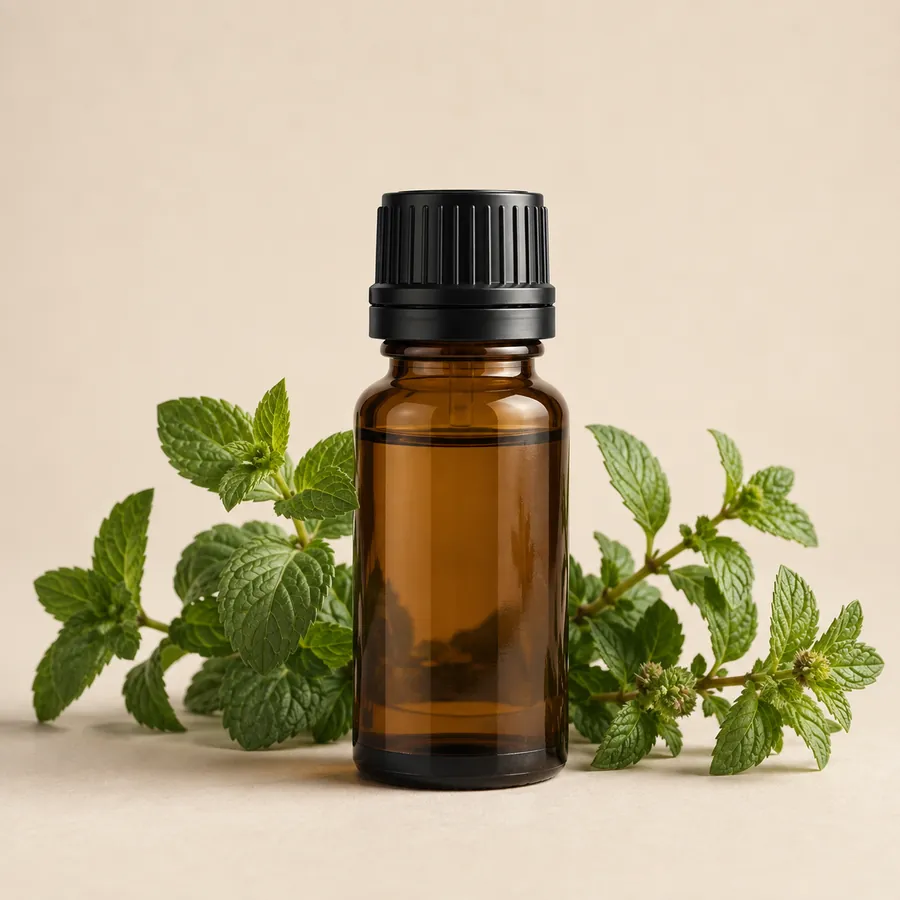 Amber bottle of Mentha Arvensis Oil from BEMIHUB Naturals