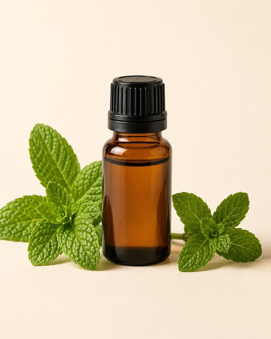 peppermint essential oil bottle