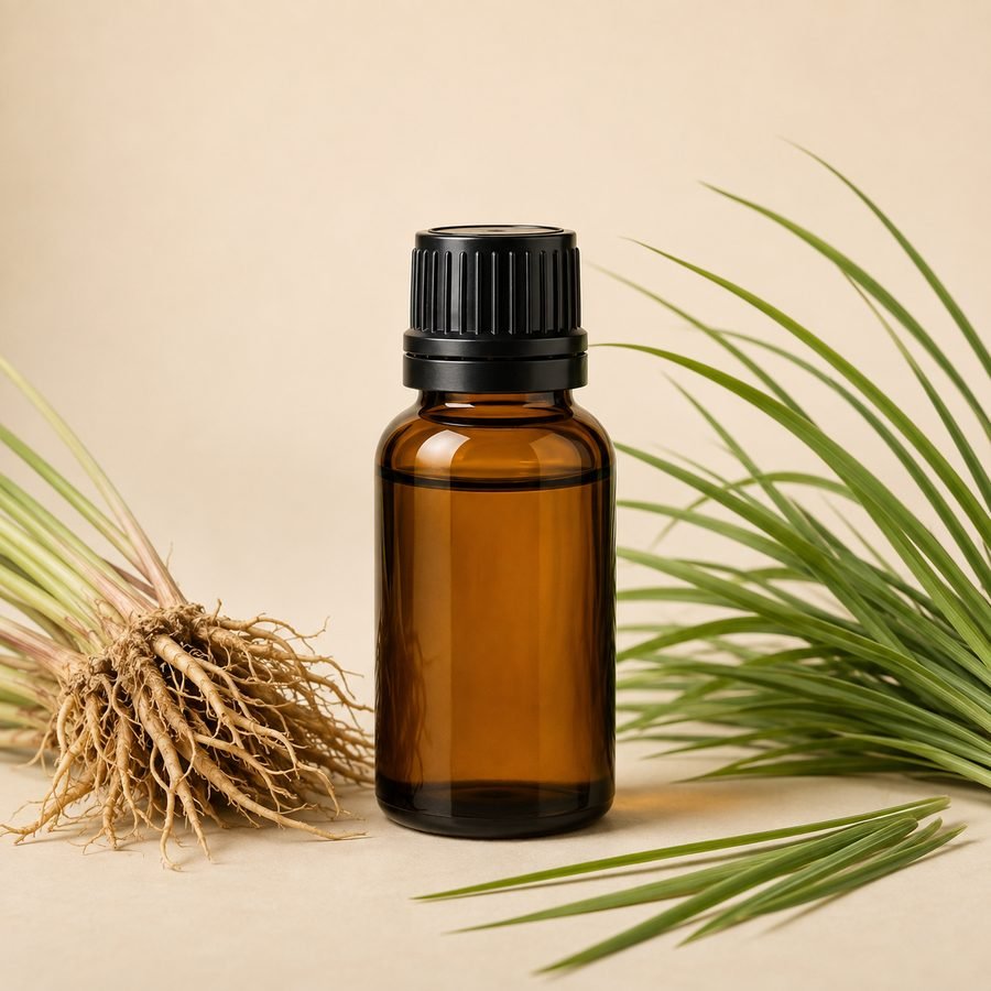 vetiver essential oil bottle